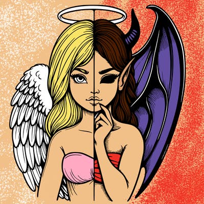 realistic angel half demon