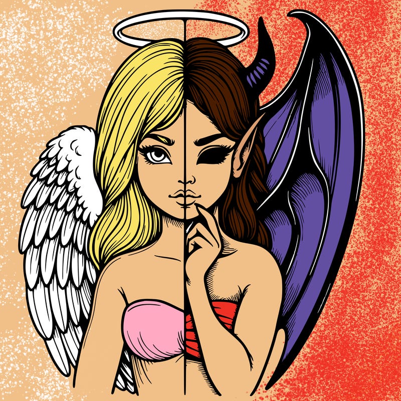 realistic angel half demon