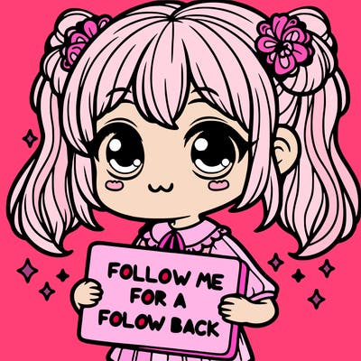 cute girl with a sign that says follow me for a follow back