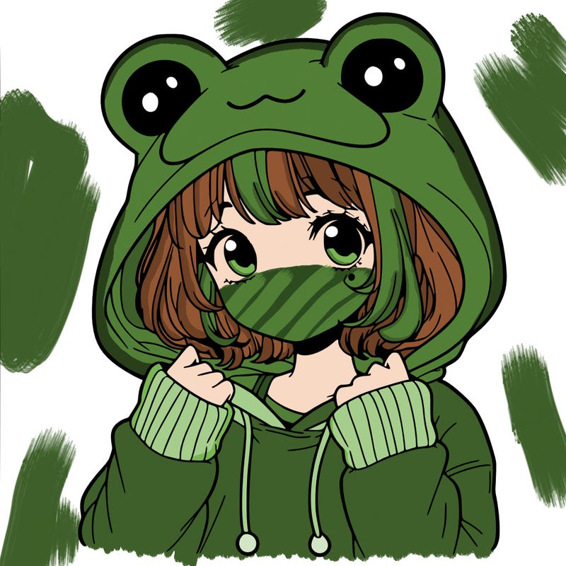 a cute teenage girl wearing a frog hoodie