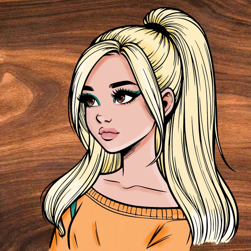 realistic girl with a high ponytail