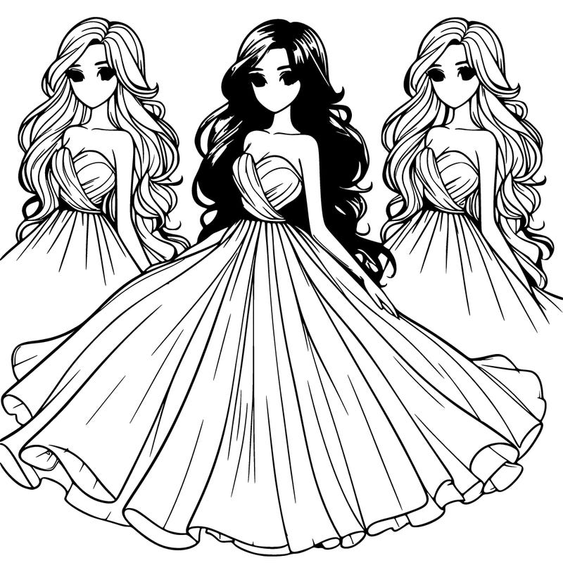 a realistic beautiful girl with a long flowing dress