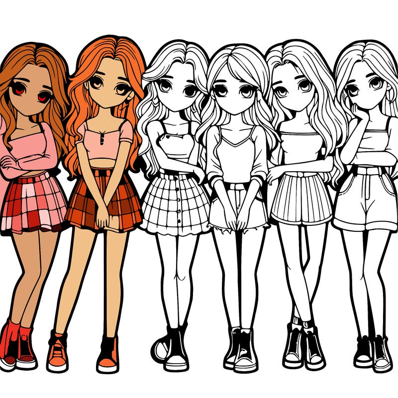 a group of girls realistic