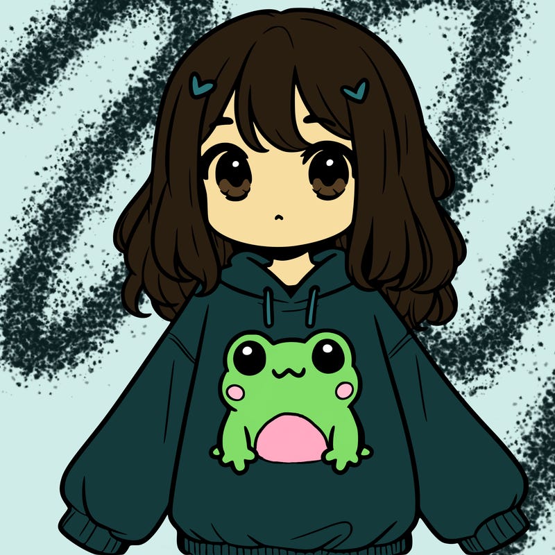 girl wearing frogging sweatshirt