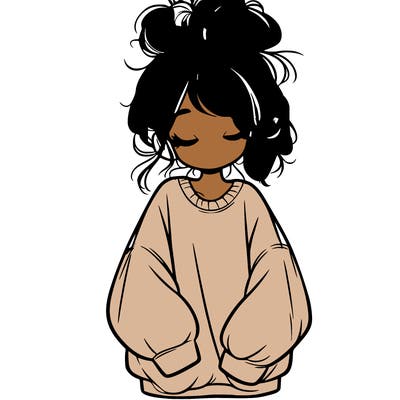 girl with baggy sweatshirt and messy bun