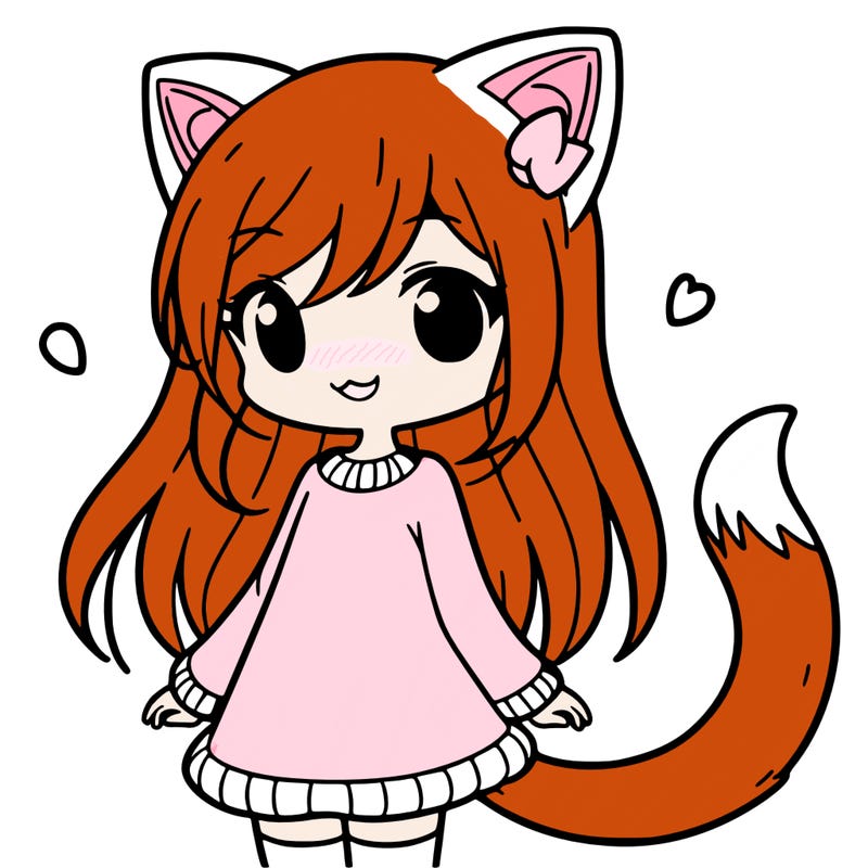 girl with cat ears and tail