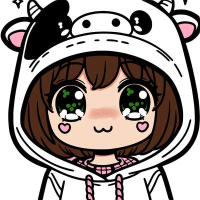 kawaii girl with cow hoodie