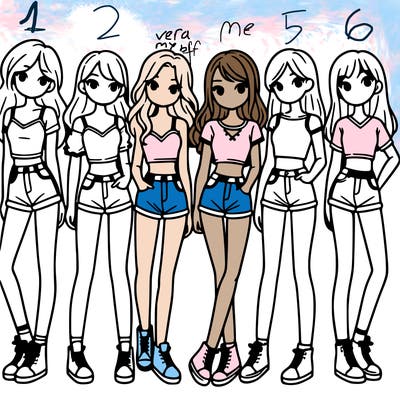 a group of girls wearing crop tops and shorts