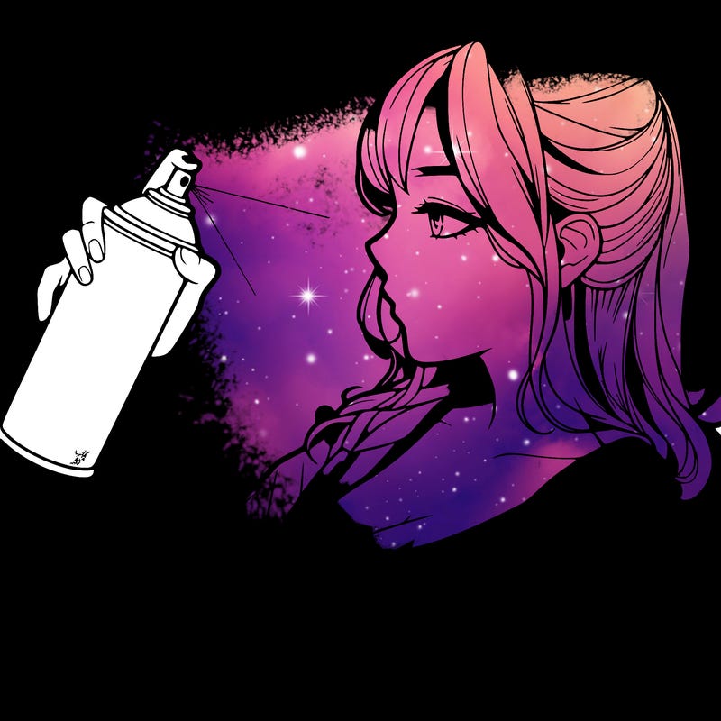 a realistic girl spray, painting
