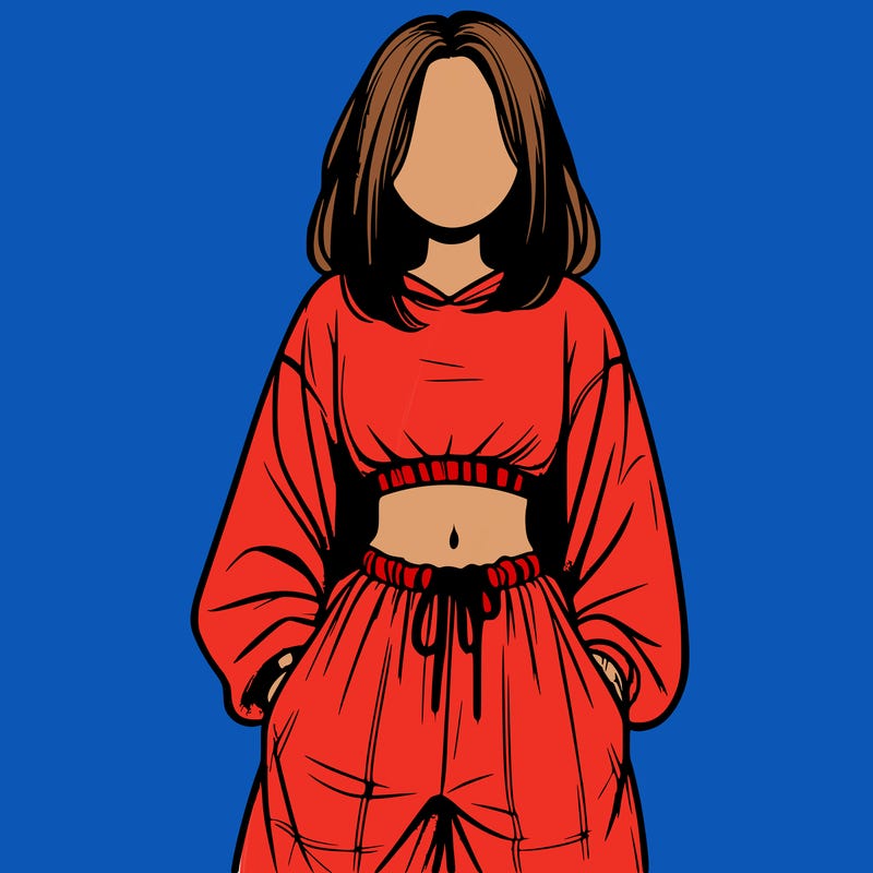 realistic girl faceless with baggy pants and a crop top