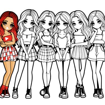 a group of girls realistic