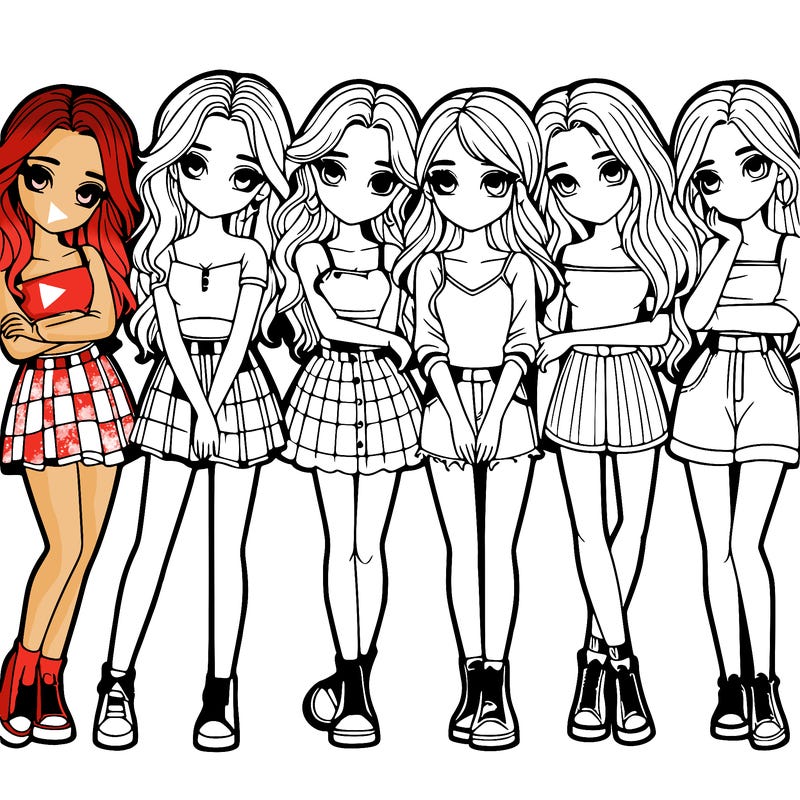 a group of girls realistic