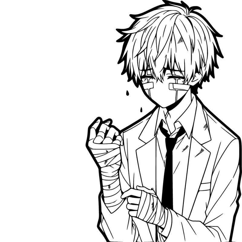 realistic  hurt anime guy