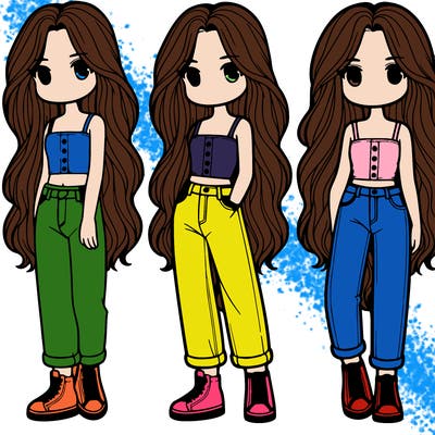 a girl in jeans and long hair