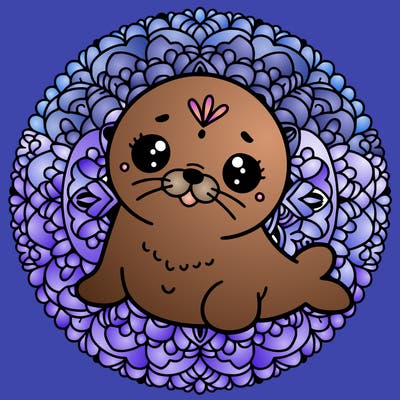 a cute baby seal mandala