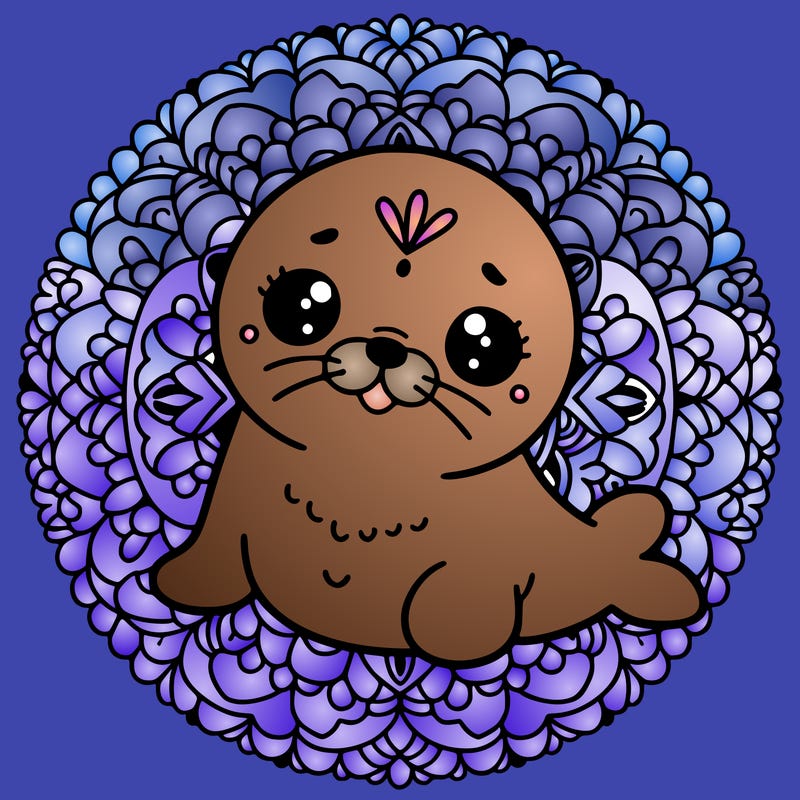 a cute baby seal mandala