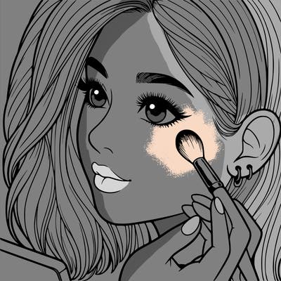 a realistic girl doing her makeup