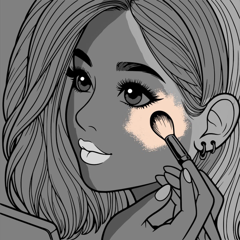 a realistic girl doing her makeup