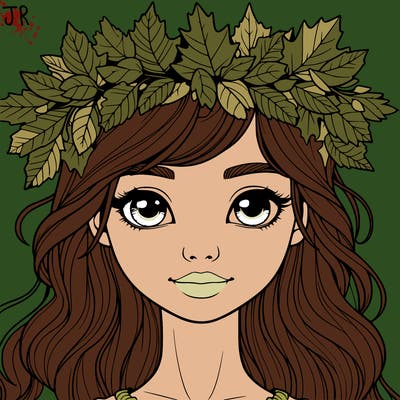 realistic girl with fall leaf crown