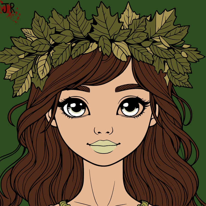 realistic girl with fall leaf crown