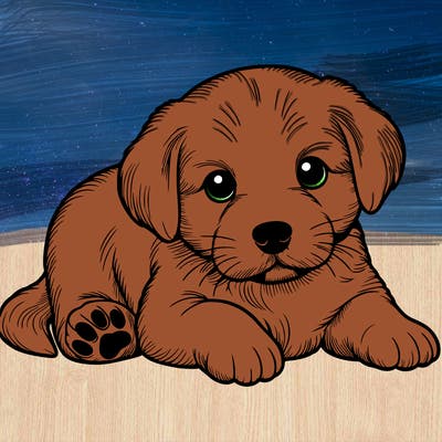 a cute realistic puppy