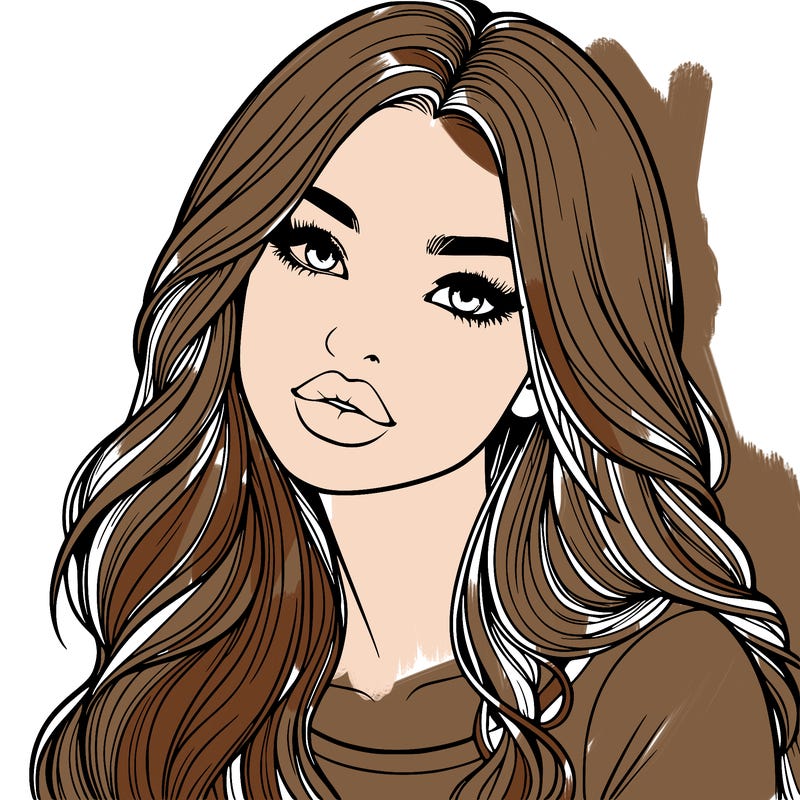 realistic girl with hair on her hair and lips