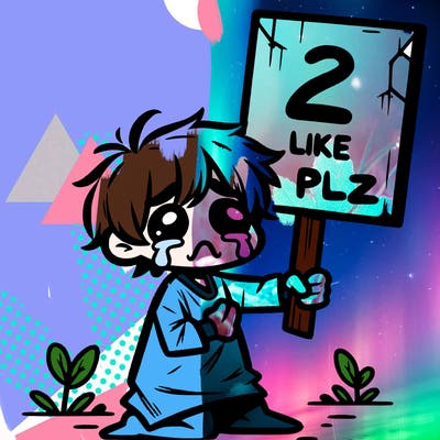 small poor toddler crying with sign that says 2 like plz