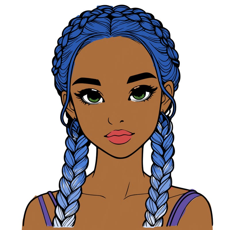 realistic girl with braids