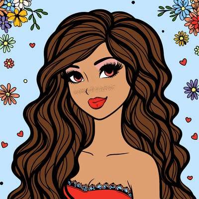 pretty woman with long wavy hair