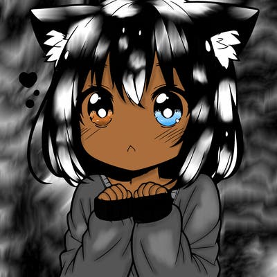 shy anime catgirl