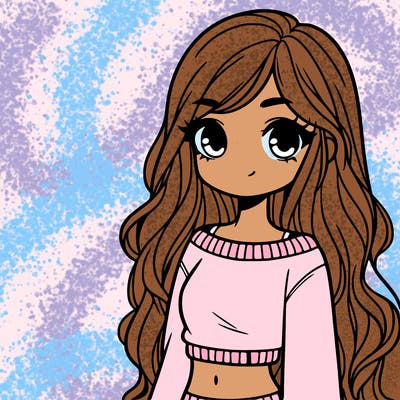 girl with long hair and a crop top with a sweater