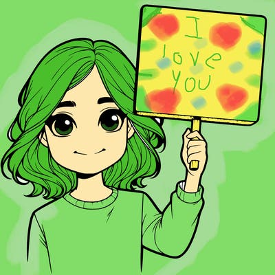 realistic girl holding up a sign