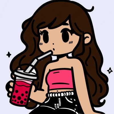 girl in shorts and tube top drinking boba