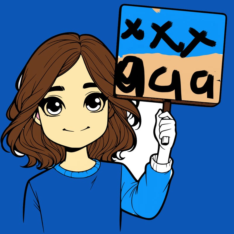 realistic girl holding up a sign