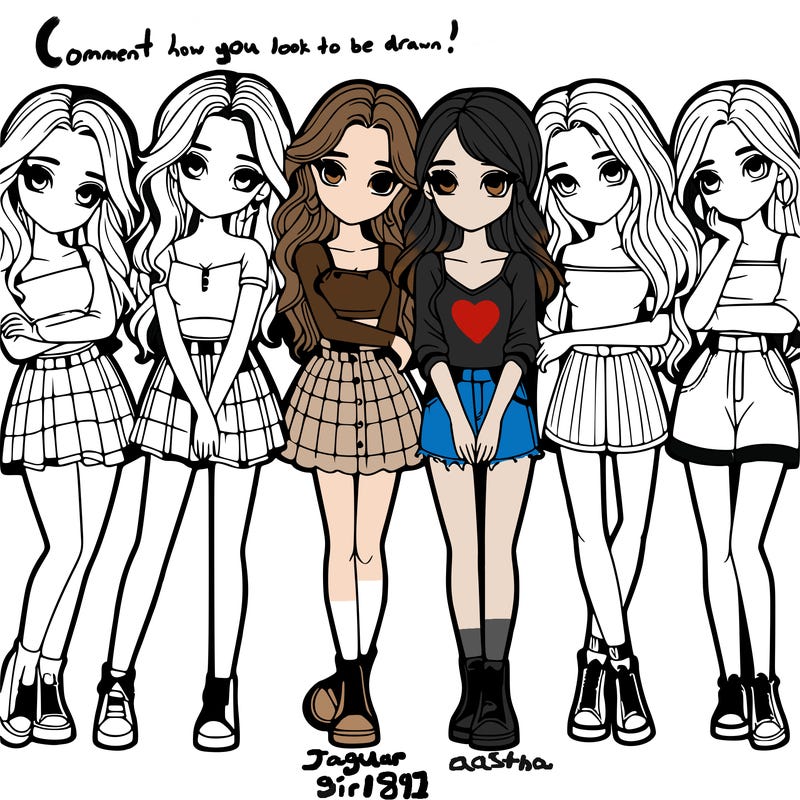 a group of girls realistic