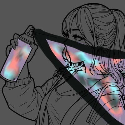 a realistic girl spray, painting