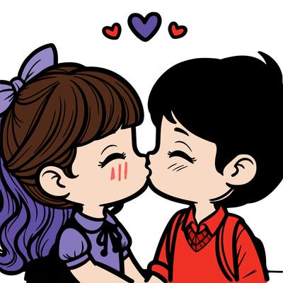 boy and girl kissing