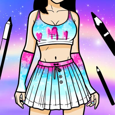 a woman wearing croptop and skirt