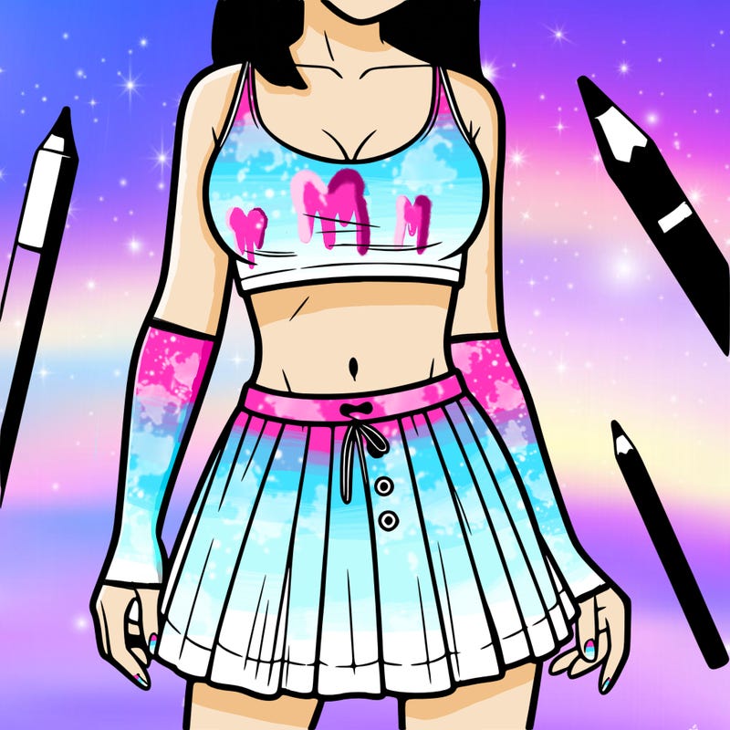 a woman wearing croptop and skirt