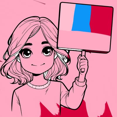 realistic girl holding up a sign