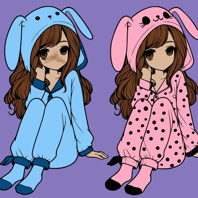 realistic girl with bunny pjs