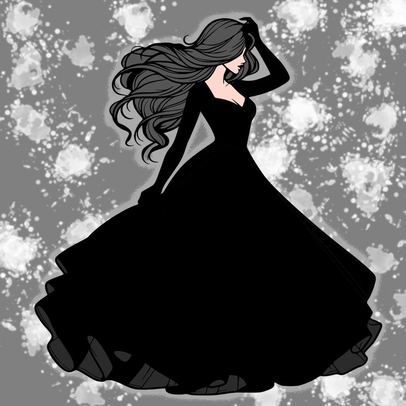 realistic woman with dress flowing in the wind