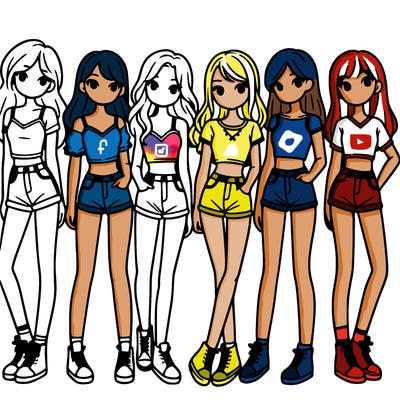 a group of girls wearing crop tops and shorts