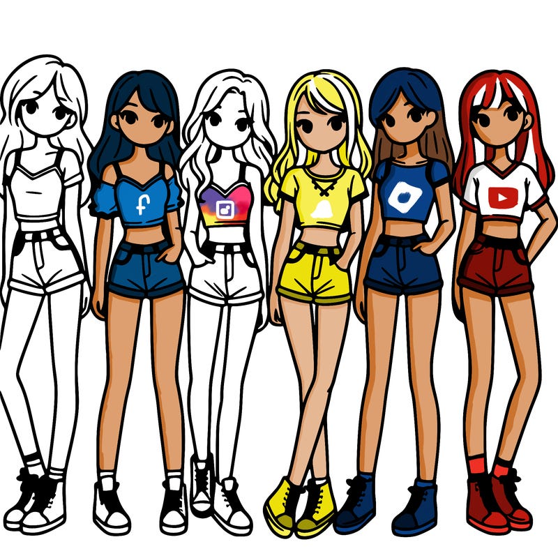 a group of girls wearing crop tops and shorts