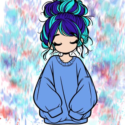 girl with baggy sweatshirt and messy bun