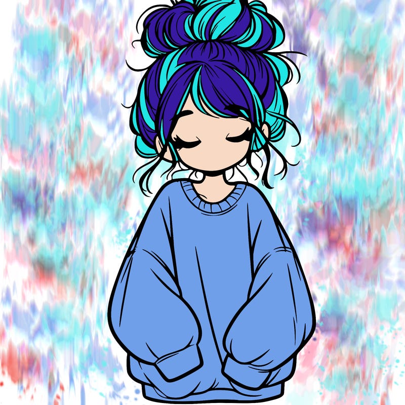 girl with baggy sweatshirt and messy bun