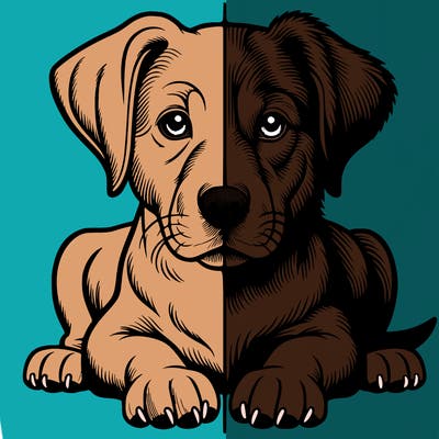 realistic dog split picture