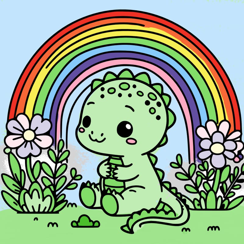 baby dinosaur rainbow