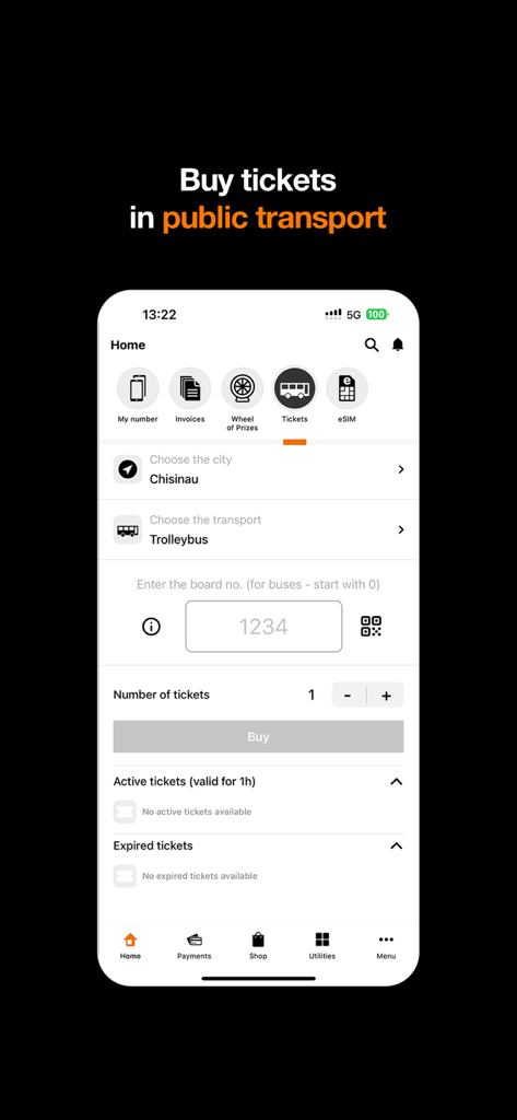 My Orange Moldova - Buying public transport tickets through My Orange Moldova app in Chisinau