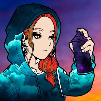 a realistic girl, spray painting